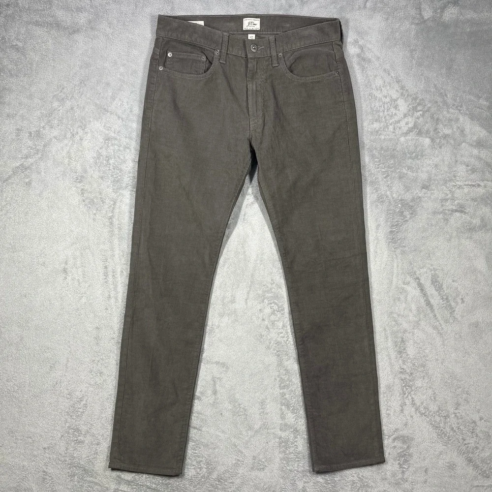 J.Crew Corduroy Pants Mens 32x31 Grey 484 Slim Fit G7128 DCH Stretch NEW